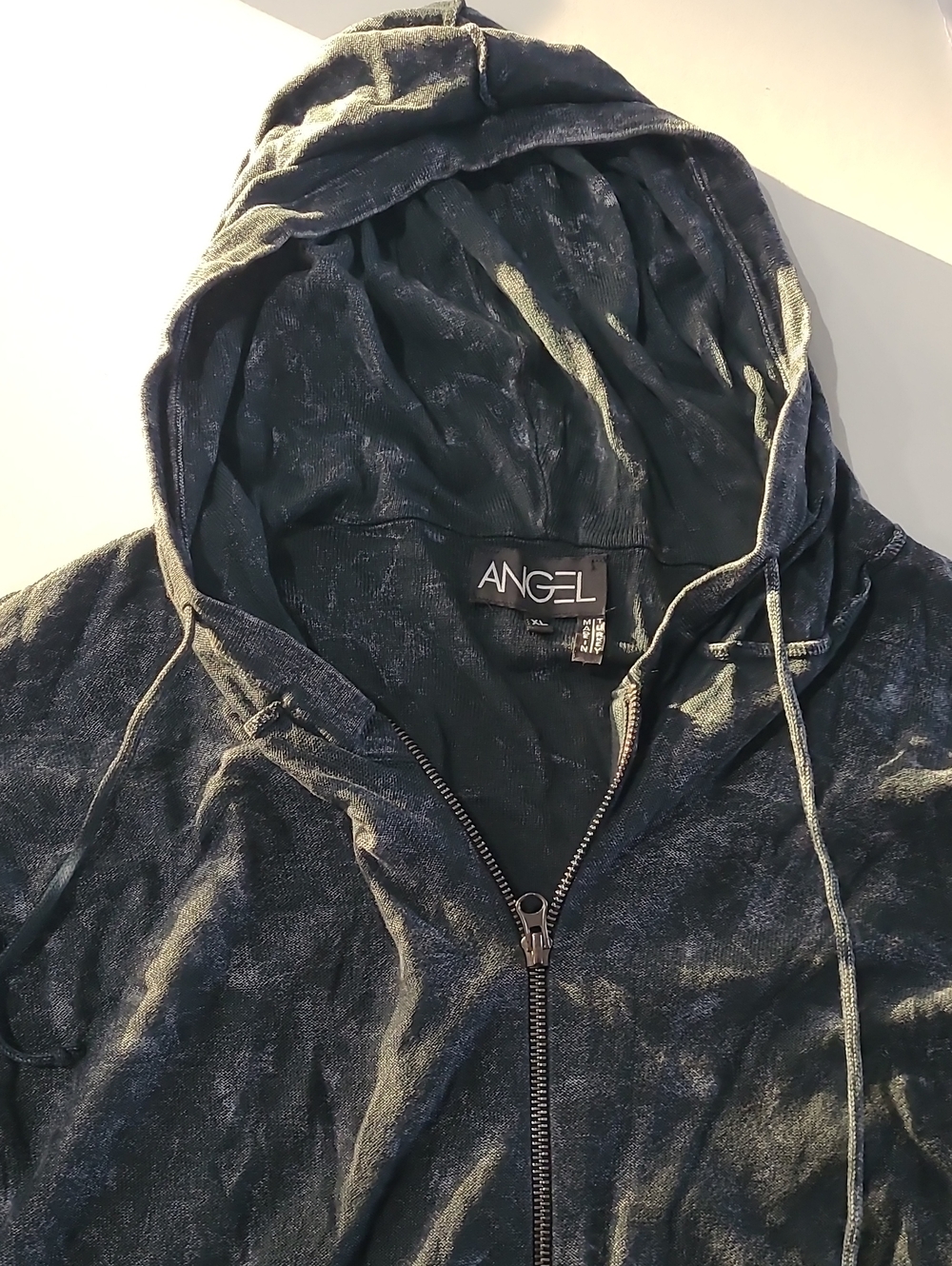 Angel Black Hooded Zip Windbreaker